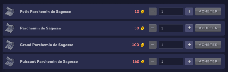 Parchemins échangeables avec les génétons